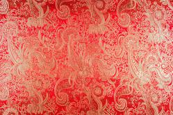 China Seidenimitat Paisley-Motiv - Silber/Rot
