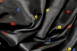 Taft deluxe Streublume bestickt - schwarz