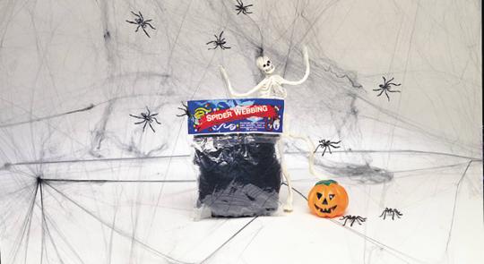 Spinnennetz  - Schwarz, 60 g - mit 4 Spinnen 