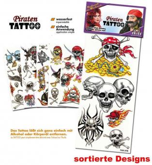 Piraten-Tattoos - 6er-Set - sortierte Motive 