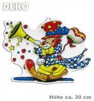 Wand-Deko Clown mit Tröte, ca. 30 cm hoch 