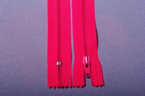 Kunststoff-Reißverschluss nicht teilbar - 30 cm Pink