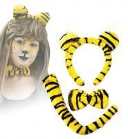 Tiger-Set (Schwanz + Schleife + Haarreif mit Ohren) 