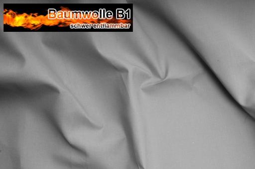 Baumwoll Stoff 130 cm - schwer entflammbar B1 Hellgrau