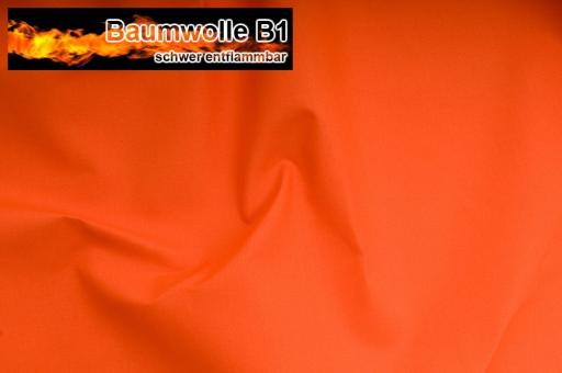Baumwoll Stoff 130 cm - schwer entflammbar B1 Orange