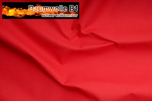 Baumwoll Stoff 130 cm - schwer entflammbar B1 Rot