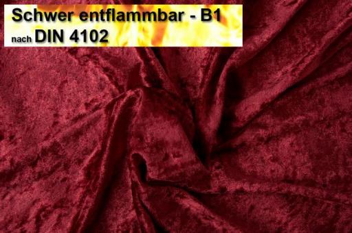 Pannesamt B1 - schwer entflammbar Bordeaux