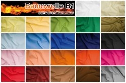 Baumwoll Stoff 130 cm - schwer entflammbar B1 