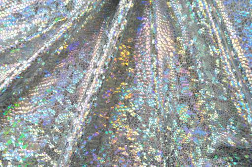 SciFi - Hologramm Folienstoff Elastic - Silber 