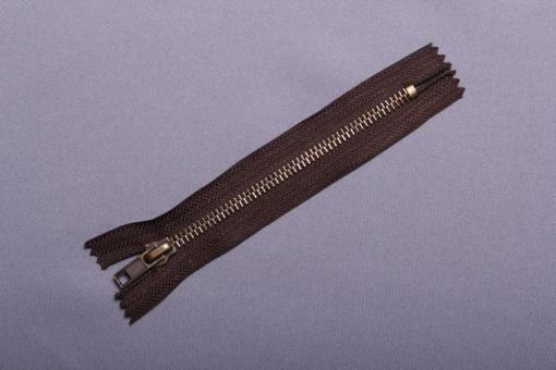 Metall-Reißverschluss nicht teilbar - 10 cm - brüniert Braun