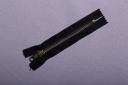 Metall-Reißverschluss nicht teilbar - 10 cm - brüniert Schwarz