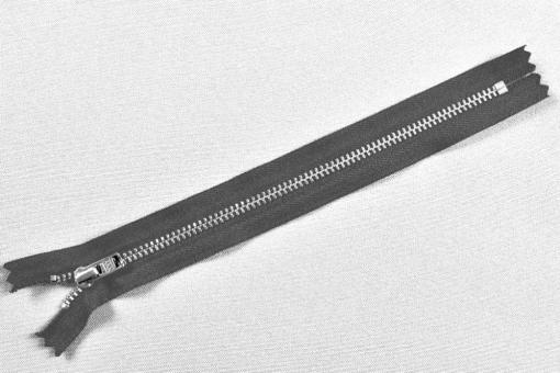 YKK-Metall-Reißverschluss silber - nicht teilbar - 12 cm Dunkelgrau