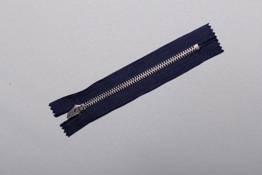 Metall-Reißverschluss nicht teilbar- silber - 18 cm Dunkelblau