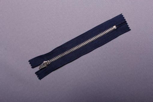 Metall-Reißverschluss nicht teilbar - 10 cm - silber Dunkelblau