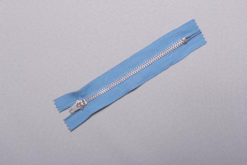 Metall-Reißverschluss nicht teilbar- silber - 18 cm Hellblau