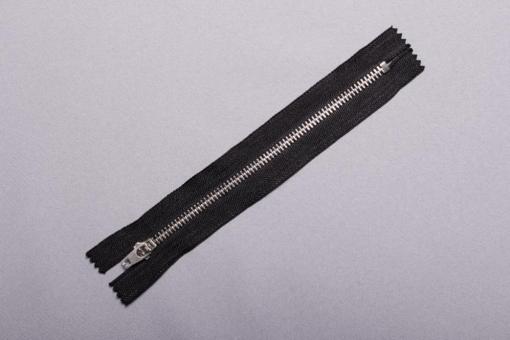 Metall-Reißverschluss nicht teilbar - 16 cm - silber Schwarz
