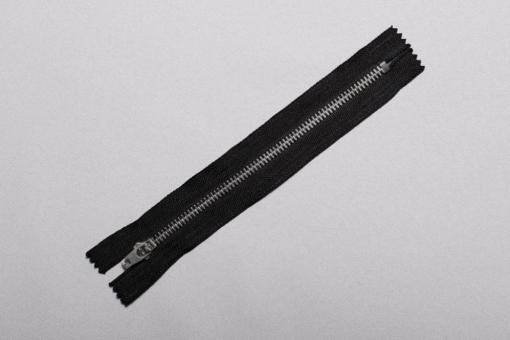 Metall-Reißverschluss nicht teilbar- silber - 14 cm Schwarz