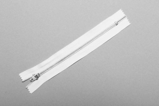Metall-Reißverschluss nicht teilbar - 16 cm - silber Weiß