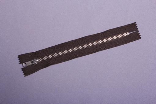 Metall-Reißverschluss nicht teilbar - 10 cm - silber Braun