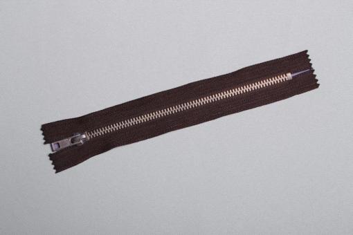 Metall-Reißverschluss nicht teilbar- silber - 14 cm Braun