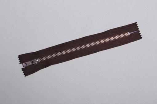 Metall-Reißverschluss nicht teilbar- silber - 18 cm Braun
