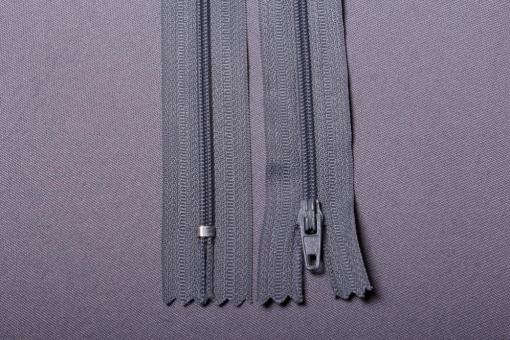 Kunststoff-Reißverschluss nicht teilbar - 40 cm Grau