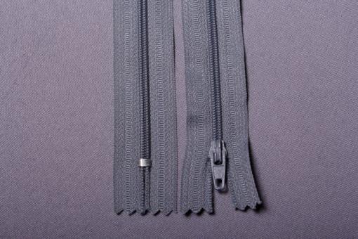 Kunststoff-Reißverschluss nicht teilbar - 20 cm Grau