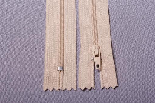 Kunststoff-Reißverschluss nicht teilbar - 20 cm Beige