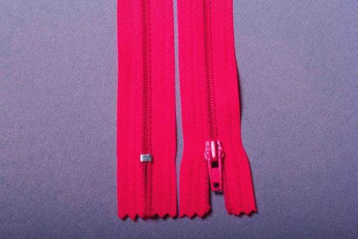 Kunststoff-Reißverschluss nicht teilbar - 18 cm Pink