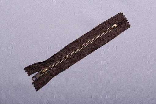 Metall-Reißverschluss nicht teilbar - brüniert - 18 cm Braun