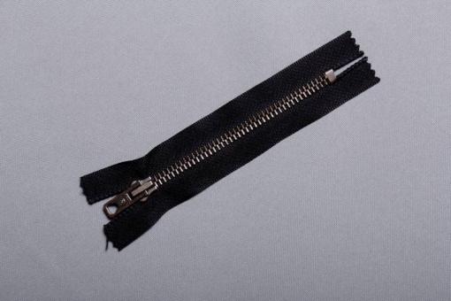 Metall-Reißverschluss nicht teilbar - brüniert - 18 cm Schwarz