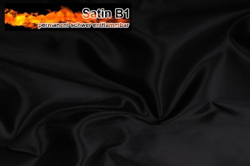 Satin - permanent schwer entflammbar B1 Schwarz