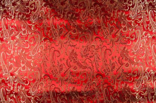 China Seidenimitat Paisley-Ornament - Rot/Kupfer 