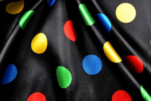 Clown-Satin Punkte - Schwarz/Bunt 