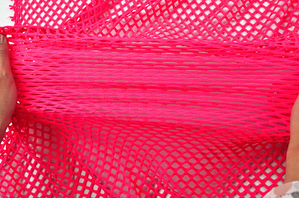 Power Mesh Netz Stretch Elasthan Stoff, meterware uni koralle pink